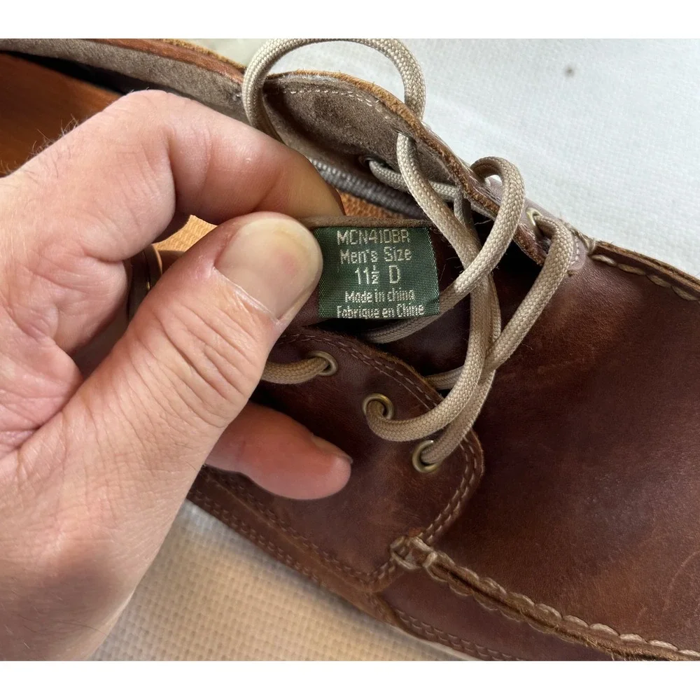 Dunham Shoes Mens Size 11.5 D Brown Leather Boat Style Walking‎ Comfort Rollbar